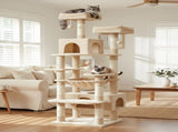 CARLA HOME 180cm Cat Tree Tower for Indoor Cats with Plush Perches, Dual Condos, Natural Sisal V178-36387