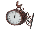 Iron Wrought Wall Clock Rooster Double Sided Antique Brass Wall Clock Round Roman Numeral Wall Clock V1294-YM0714-3115210164011