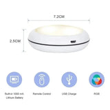 USB Rechangeable RGBW LED Cabinet Light Puck Lights 16Colors Timmer Remote Control 6 Pack V1171-CC-RGBW-6-CHARGE