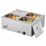 Commercial Food Warmer, 1500W Electric Stainless Steel Steam Food Warmer with Lid, 4-Pan Fast V952-SYSPBWQPTK41SB7R9002V3