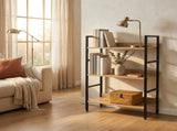 CARLA HOME 3 Tier Bookshelf - Wood Metal Display Shelf - Brown - Rustic - Steel - Living Room Office V178-36424