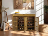 Wooden Shoe Rack XL 4 Tier 3 Doors Drawers Shelves Cabinet Organizer V178-67001