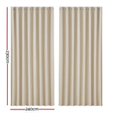 Artiss 2X Blockout Curtains Eyelet 240x230cm Beige BC-MATT-240X230-BG