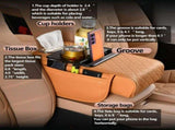 Car Armrest Cushion, 13.4" x 7.8" Car Armrest Storage with 2 Storage Bags, Cup Holder, Tissue V1366-AZ2-W-11466