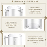 Handing Cup Acrylic Rounding Cup Hand Cup with Two Metal Handles for Jewish Prayer V1369-AZ3-W-11601