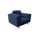 Single Seater Armchair Sofa Modern Lounge Accent Chair in Soft Blue Velvet with Wooden Frame V43-SOF-YOKBU1S