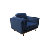 Single Seater Armchair Sofa Modern Lounge Accent Chair in Soft Blue Velvet with Wooden Frame V43-SOF-YOKBU1S