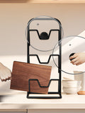 Three-layer Pot Lid Rack Kitchen Countertop Organizer for Cutting Board-Black V1161-600459