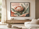 Protea Hush Floating Frame Canvas Wall Art - Portrait - 60W x 80H cm - White V767-PP-PH-6080-FW
