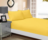 1000TC Ultra Soft Fitted Sheet & 2 Pillowcases Set - Super King Size Bed - Yellow V493-ASKF-21