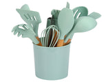 12Pcs/Set Cooking Utensil with Wooden Handle Silicone Cooking Tool for Home KitchenLight Green V1294-YM0710-3118210234512