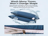2 Pack Navy Blue Low Bed Pillows with Washable Zip Cover Set - Soft Brushed Fabric, V888-ELOSUNG55087-2