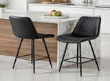 Artiss 2x Bar Stools Kitchen Dining Chair Counter Stool Diamond PU Leather Black BA-K-799-BKX2