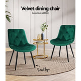 Artiss Dining Chairs Set of 2 Velvet Diamond Tufted Green UPHO-C-DIN-5218-VEL-GRX2