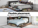 Artiss Bed Frame Single Size with 2 Drawers and Charging Station Metal Corner Bed Base MBED-C-LSHA-S-ABC