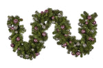 Christmas Garland with Lights 274cm with Pink & Silver Baubles 112_HZBG1