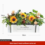 faux potted plant, sunflower, wooden box, home decor, Australia, living room tabletop V1106-112-23547-MLT-40