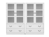 Artiss Buffet Sideboard Cabinets X2 180cm Hutch Storage Kitchen Clear Door White FUR-C-GLASS-SID180-WH-ABCX2