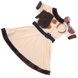 1Set Elk Costume for Adults Beige Cosplay Dress with Antler Headband and Gloves for Christmas Party V1370-AZ4-18194