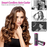 Portable Wireless Automatic Hair Curler for Travel with LED Temperature Display, Timer and USB V178-12151