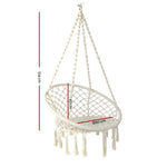 Gardeon Hammock Chair Outdoor Hanging Macrame Cotton Indoor Cream HM-CHAIR-SWING-CREAM