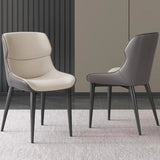 Dark Grey Italian Minimal List Dining Chairs PU Retro Chair Cafe Kitchen Modern Metal Legs x2 V255-I-DICHAIR-DR-GREY