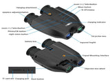 Red Professional HD Digital Night Vision Binoculars - 6X Optical Zoom, IR Illumination, Record 2.5K V888-ELOSUNG27376