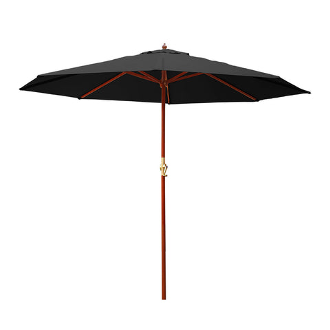 Instahut 3m Outdoor Umbrella Pole Umbrellas Beach Garden Sun Stand Patio Black UMB-POLE-3-H-BK