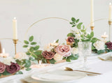 12in Metal Wreath Frame Floral Hoop Centerpiece with Wooden Stand DIY Wedding Floral Decoration V1294-YM0703-230711SM03-1