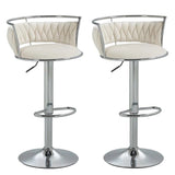 SERENIT Silver Swivel Upholstered Velvet Adjustable Height Counter Stool with Metal Frame White V255-GP2311R-WHITE