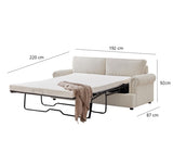 PHEBE 3 Seater Sofa bed with Separate Foam Mattress- Corduroy Cream V606-FURNI-SOF-T502-PHEB-CR