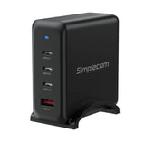 Simplecom CU400 4-Port PD 100W GaN Fast Charger 3xUSB-C USB-A for Phone Tablet Laptop V1202-V2-CBSI-CU400