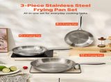 Tri-Ply Stainless Steel Frying Pan, 3 Piece , Cooking Skillet with Heat-Resistant V952-BXGCGSJTBXG8CNBK6001V0