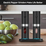 2PCS Electric Salt and Pepper Grinder Set, Rechargeable Salt and Pepper Mill Rechargeable Batteries, V1192-AZ-W-9813