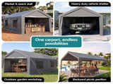 Instahut 3x6m Carports Canopy Tent Portable Garage Outdoor Steel Shelter Grey CAPT-WALL-3X6-GY