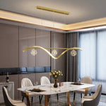 Luxury Hand Blown Glass LED Pendant Light 100cm Adjustable 3 Color Dimmable Remote Control for V255-A037-GOLD