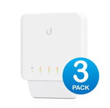 Ubiquiti USW Flex 3 Pack- Managed, Layer 2 Gigabit switch with auto-sensing 802.3af support. 1x V1202-V2-NHU-USW-FLEX-3