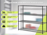 Wire Storage Rack 150x60cm Black Shelving with Fixed Legs V63-841081