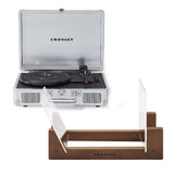 Crosley Cruiser Bluetooth Portable Turntable - Silver Bundled Crosley Record Storage Display Stand V398-CR8005FSS-SI4