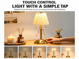 Creative Rechargeable Bow Table Lamp with Pleated Fabric Lampshade - Three Colour Soft Light, Touch V888-ELOSUNG52995