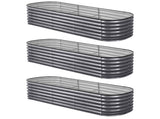 Green Fingers 3 Pcs Raised Garden Bed Kit Oval Galvanized Steel Planter Boxes 240x80x56cm, Heavy GARDEN-OVAL-AG-2408056X3