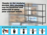 Modular Wire Storage 120x60cm Steel Shelving Black With Fixed Legs For Garage Warehouse Or Kitchen V63-841331