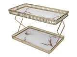 Bathroom Countertop Storage Shelf Space Saving Iron Glass 2 Tier Countertop Organizer for Cosmetics V1294-YM0901-3112250043011