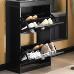 Shoe Cabinet 2 Drawers Storage Cupboard Black V178-62984