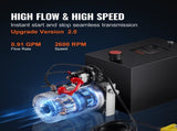 Hydraulic Pump, 12 Quart Hydraulic Power Unit, Single Acting Dump Trailer Pump, 0.91 GPM Flow Rate, V952-YXYYB12VZLDJD7581V0