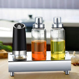 2PACK Gravity Electric Pepper and Salt Grinder Set Stainless Steel Black V1263-JX-7362