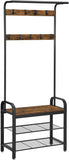 Vintage Coat Rack Shoe Bench, Wood Look Accent Furniture and Metal Frame V178-11918