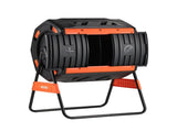 Compost Tumbler, 200L Dual Chamber Outdoor Tumbling Composter with 2 Sliding Doors and Aeration V952-FGXDFJDGL53GHS2TI001V0