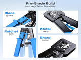 Modular RJ45 Crimp Tool for Pass-Through Connectors with Built-in V1258-DP02-C-2980