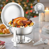 VEVOR 5 Qt 4 Pack Round Chafing Dish Buffet Set Full-Size Pan Stainless Steel V952-YXBXGSTGK4JTSHNBOV0